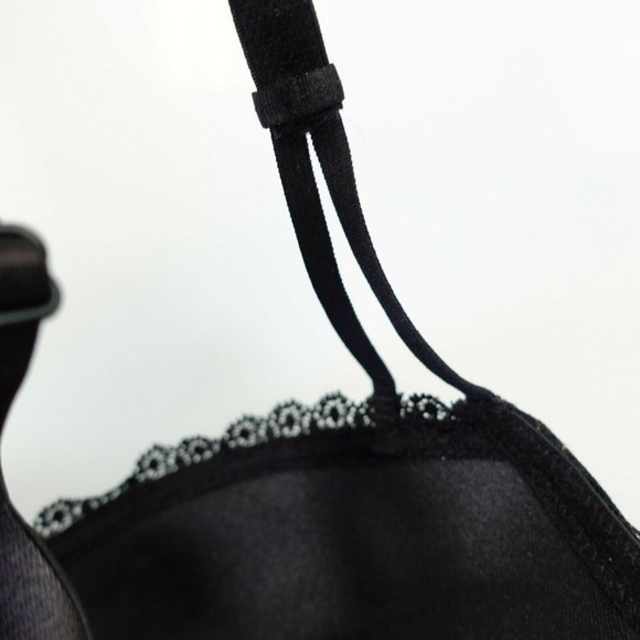 ADORE ME Black Nude Balconette Bra 34C MEDIUM Padded Push Up Lace Shell Sexy NEW - Picture 7 of 11